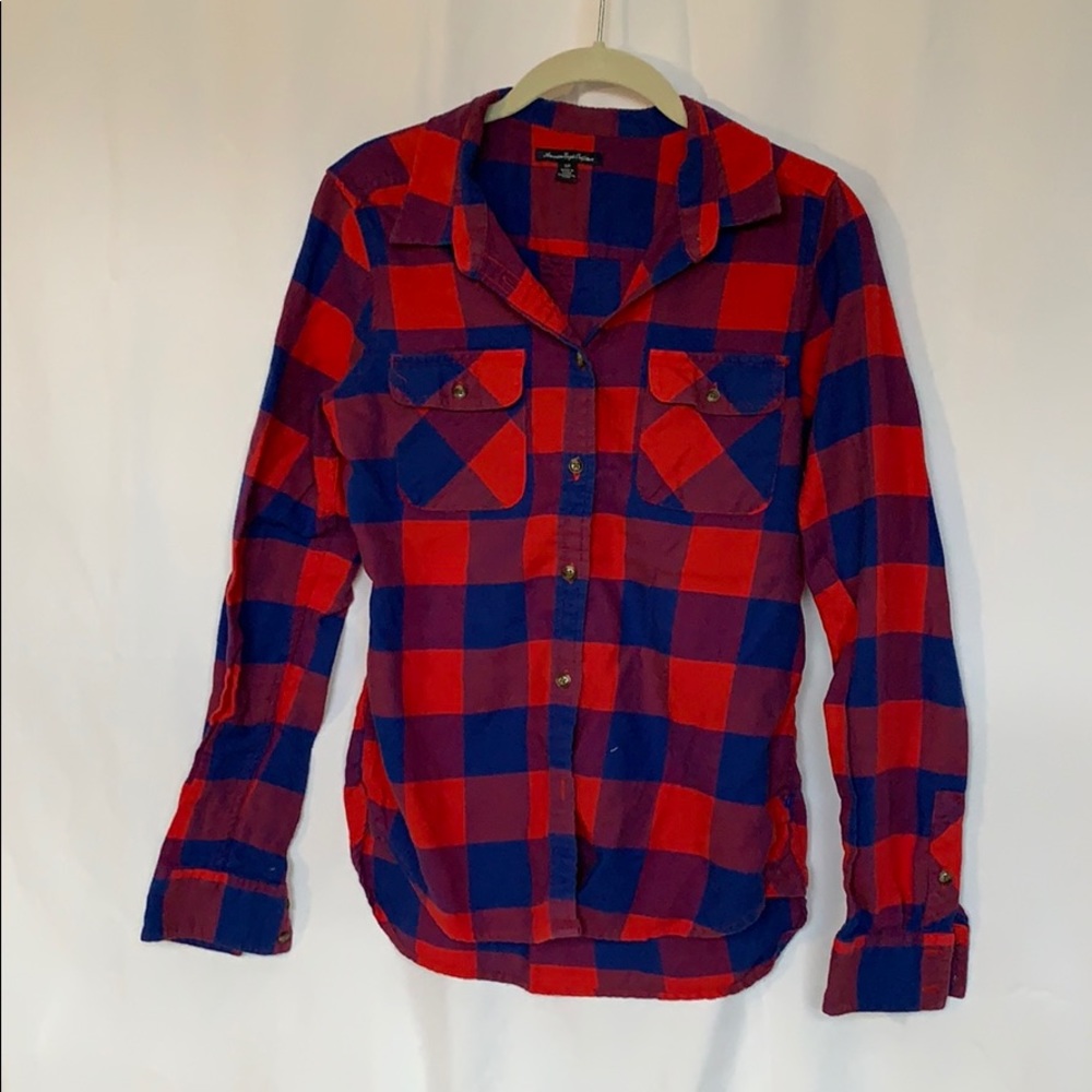American Eagle blue/red flannel